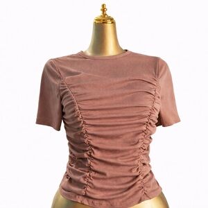 SHEIN Dusty Rose Ruched Short Sleeve Top